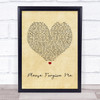 Bryan Adams Please Forgive Me Vintage Heart Song Lyric Quote Print