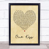 Calvin Harris & Dua Lipa One Kiss Vintage Heart Song Lyric Quote Print