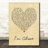 Celine Dion I'm Alive Vintage Heart Song Lyric Quote Print