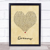 Gabrielle Dreams Vintage Heart Song Lyric Quote Print