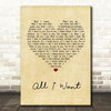 Staind All I Want Vintage Heart Song Lyric Quote Print