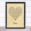 A Great Big World You Vintage Heart Song Lyric Print