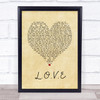 Deaf Havana L.O.V.E Vintage Heart Song Lyric Print