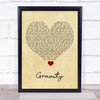 DJ Fresh feat Ella Eyre Gravity Vintage Heart Song Lyric Print