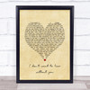 Foreigner I don't want to live without you Vintage Heart Song Lyric Print
