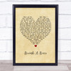 Luke Bryan Drink A Beer Vintage Heart Song Lyric Print