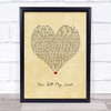 Pink You Get My Love Vintage Heart Song Lyric Print