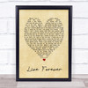 Live Forever Oasis Vintage Heart Quote Song Lyric Print