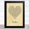 Pitbull Timber Vintage Heart Song Lyric Music Art Print