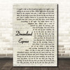John Denver Dreamland Express Vintage Script Song Lyric Print