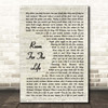 Kate Bush Room For The Life Vintage Script Song Lyric Print