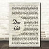 Avenged Sevenfold Dear God Vintage Script Song Lyric Print