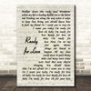 Bad Company Ready for Love Vintage Script Song Lyric Print