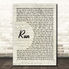 Pink Run Vintage Script Song Lyric Print