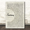 Welshly Arms Sanctuary Vintage Script Song Lyric Print