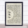 Buckcherry Open My Eyes Vintage Script Song Lyric Print