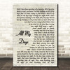 Alexi Murdoch All My Days Vintage Script Song Lyric Print
