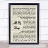 Alexi Murdoch All My Days Vintage Script Song Lyric Print