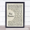 Earth, Wind And Fire Boogie Wonderland Vintage Script Song Lyric Print