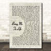 Evanescence Bring Me To Life Vintage Script Song Lyric Print