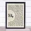Anthony Newley Why Vintage Script Song Lyric Wall Art Print