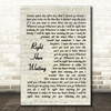 Richard Marx Right Here Waiting Vintage Script Song Lyric Wall Art Print