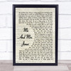 Billy Paul Me And Mrs. Jones Vintage Script Song Lyric Wall Art Print