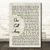 Charlie Puth One Call Away Vintage Script Song Lyric Wall Art Print