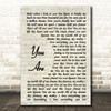 Jimmy Wayne You Are Vintage Script Song Lyric Wall Art Print