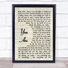 Jimmy Wayne You Are Vintage Script Song Lyric Wall Art Print