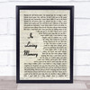 Alter Bridge In Loving Memory Vintage Script Song Lyric Wall Art Print