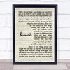 Muse Invincible Vintage Script Song Lyric Wall Art Print