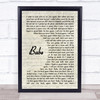 Take That Babe Vintage Script Song Lyric Quote Music Print