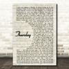 Jess Glynne Thursday Vintage Script Song Lyric Quote Print