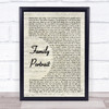Pink Family Portrait Vintage Script Song Lyric Quote Print