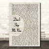 Queen Don't Stop Me Now Vintage Script Song Lyric Quote Print