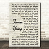 Rod Stewart Forever Young Vintage Script Song Lyric Quote Print