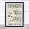 Tom Baxter Light Me Up Vintage Script Song Lyric Quote Print