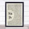 Chris Brown With You Vintage Script Song Lyric Quote Print