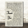 Dido Thank You Vintage Script Song Lyric Quote Print