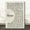 Faithless Insomnia Vintage Script Song Lyric Quote Print