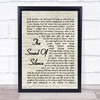 The Sound Of Silence Simon & Garfunkel Song Lyric Vintage Script Quote Print