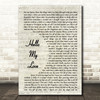 Westlife Hello My Love Vintage Script Song Lyric Quote Print