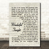 Wonderful Tonight Eric Clapton Song Lyric Vintage Script Quote Print