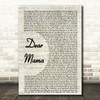 2Pac Dear Mama Song Lyric Vintage Script Quote Print