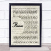 David Guetta & Sia Flames Song Lyric Vintage Script Quote Print
