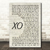 John Mayer XO Song Lyric Vintage Script Quote Print