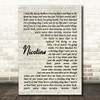 Panic! At The Disco Nicotine Song Lyric Vintage Script Quote Print