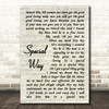 Sylvia Teller Special Way Song Lyric Vintage Script Quote Print