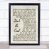 Elvis Presley Don't Be Cruel Vintage Script Song Lyric Quote Print